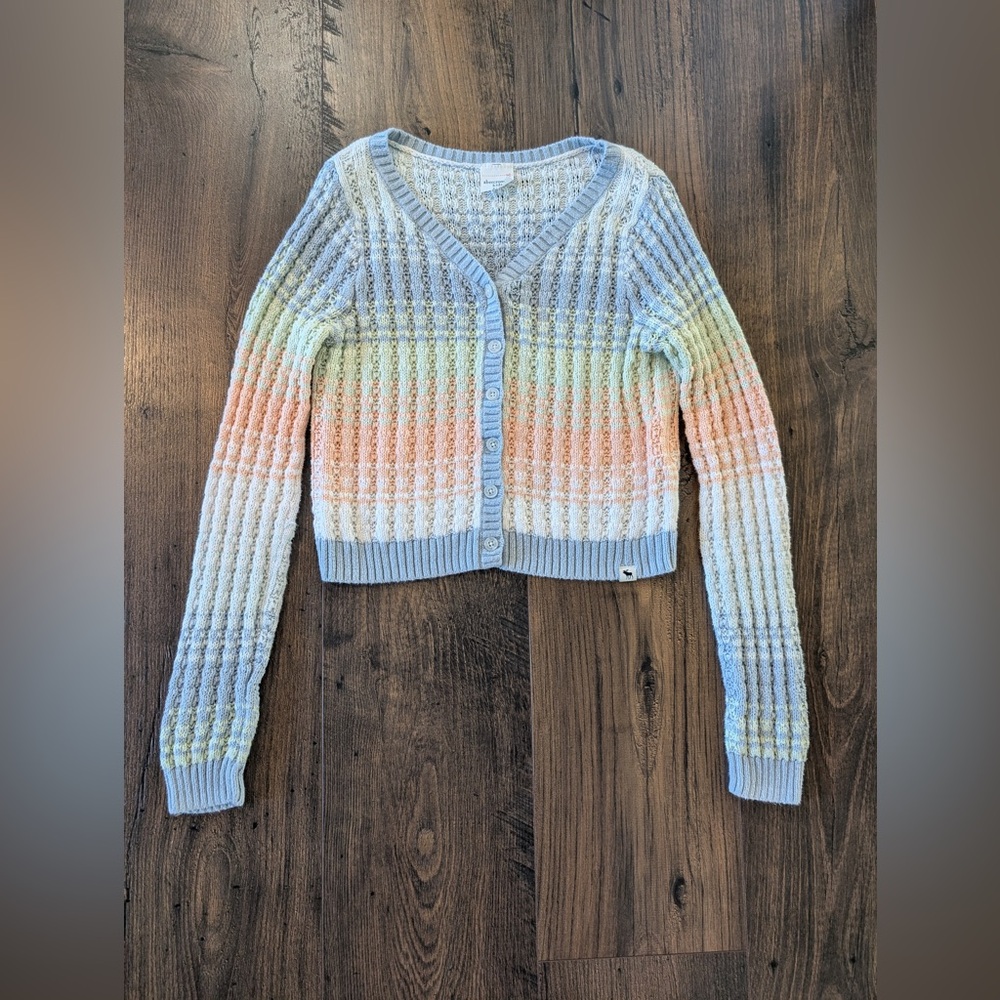 Abercrombie Kids Multicolor Cropped Cardigan Knit Sweater Size 9/10